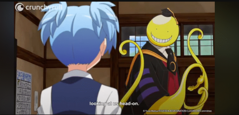 Screenshot from Assassination Classroom Episode 1 (https://www.youtube.com/watch?v=ruIpgwlpL8E) on Crunchyroll Youtube. Under fair use for review/commentary/education/criticism. All rights retained by respective owners.