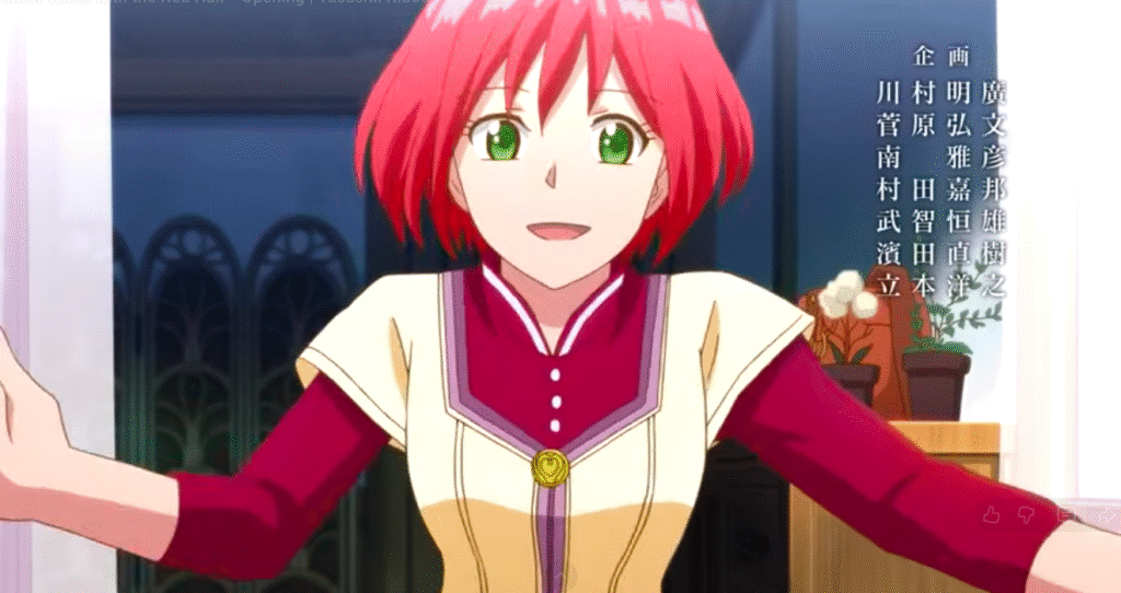 Screenshot of Shirayuki used in a 10 of the Best Redheads in Anime list