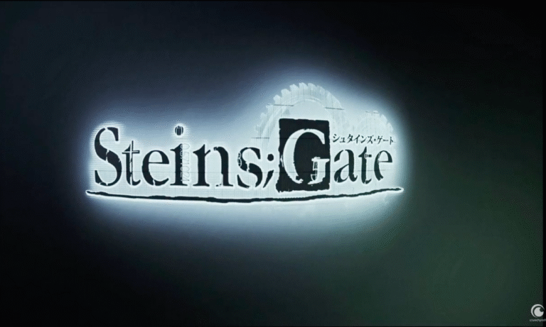Screenshot of Steins;Gate logo from Youtube under fair use used in a Christian Steins;Gate anime review. All rights retained by owners.