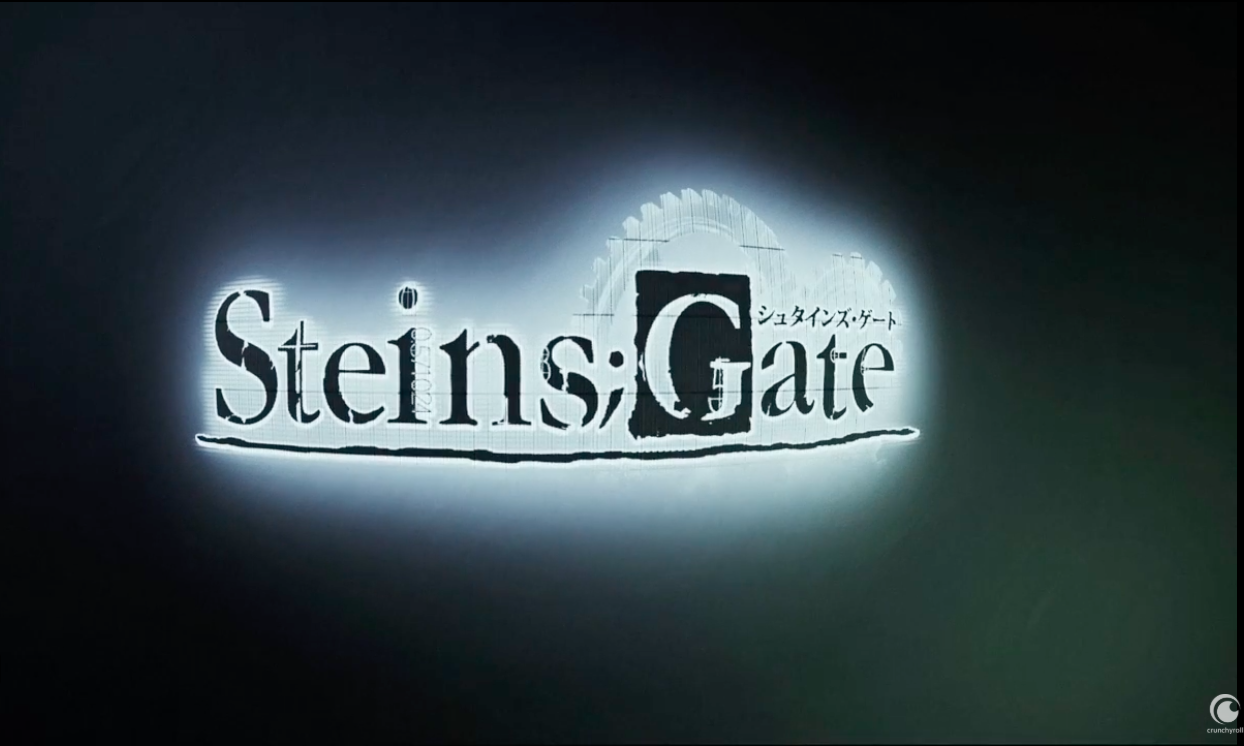 Screenshot of Steins;Gate logo from Youtube under fair use used in a Christian Steins;Gate anime review. All rights retained by owners.
