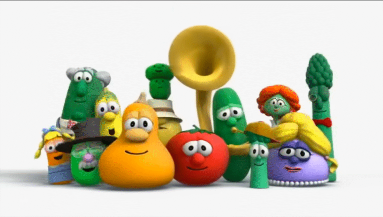 Screenshot from VeggieTales opening on YouTube (https://youtu.be/MreUtmdNqpc?si=t3XC7fLjgxMAAU1l). Under fair use for review/commentary/education/criticism. All rights reserved by owners. Photo used in a post about Christian media discernment.